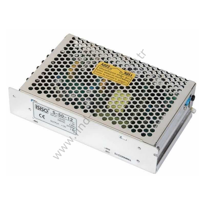 Isıso INES-50-12 50 W 12 VDC 4.2 A 129*98*38mm Ray Montajlı Delikli Switching Güç Kaynağı