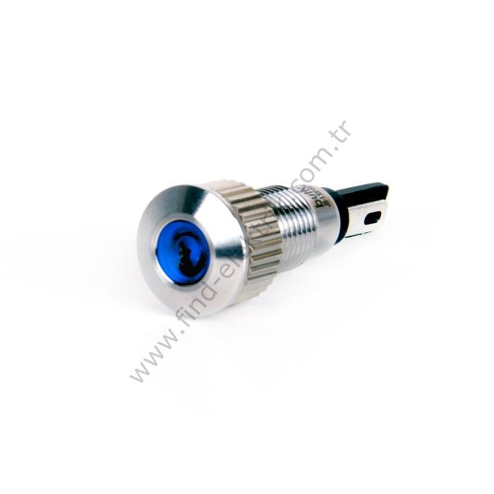 Butto J8-130P-BA2 8mm IP67 Metal Sinyal Lambası 220VAC Mavi