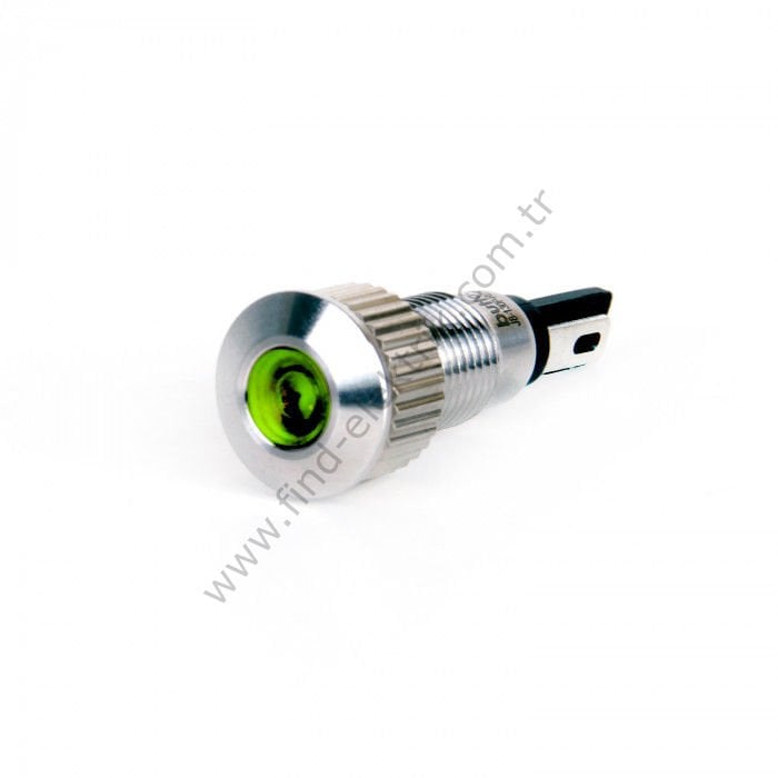 Butto J8-130P-GA2 8mm IP67 Metal Sinyal Lambası 220VAC Yeşil