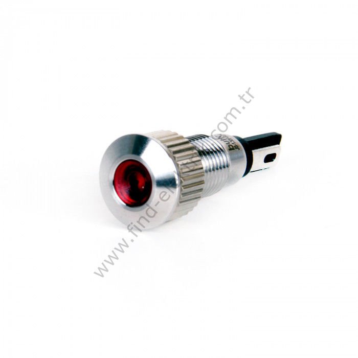 Butto J8-130P-RA2 8mm IP67 Metal Sinyal Lambası 220VAC Kırmızı