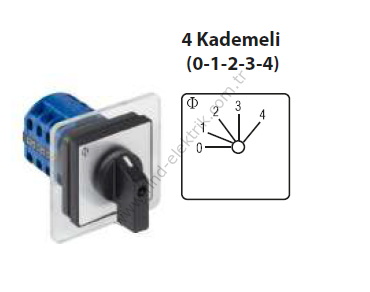 Kraus&Naimer CA10/A282 20A 48X48mm Trifaze Sıfırlı 4 Kademeli Şalter