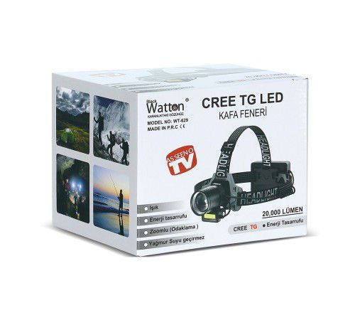 Watton WT-629 CREE TG 20.000 Lümen Şarjlı Kafa Lambası