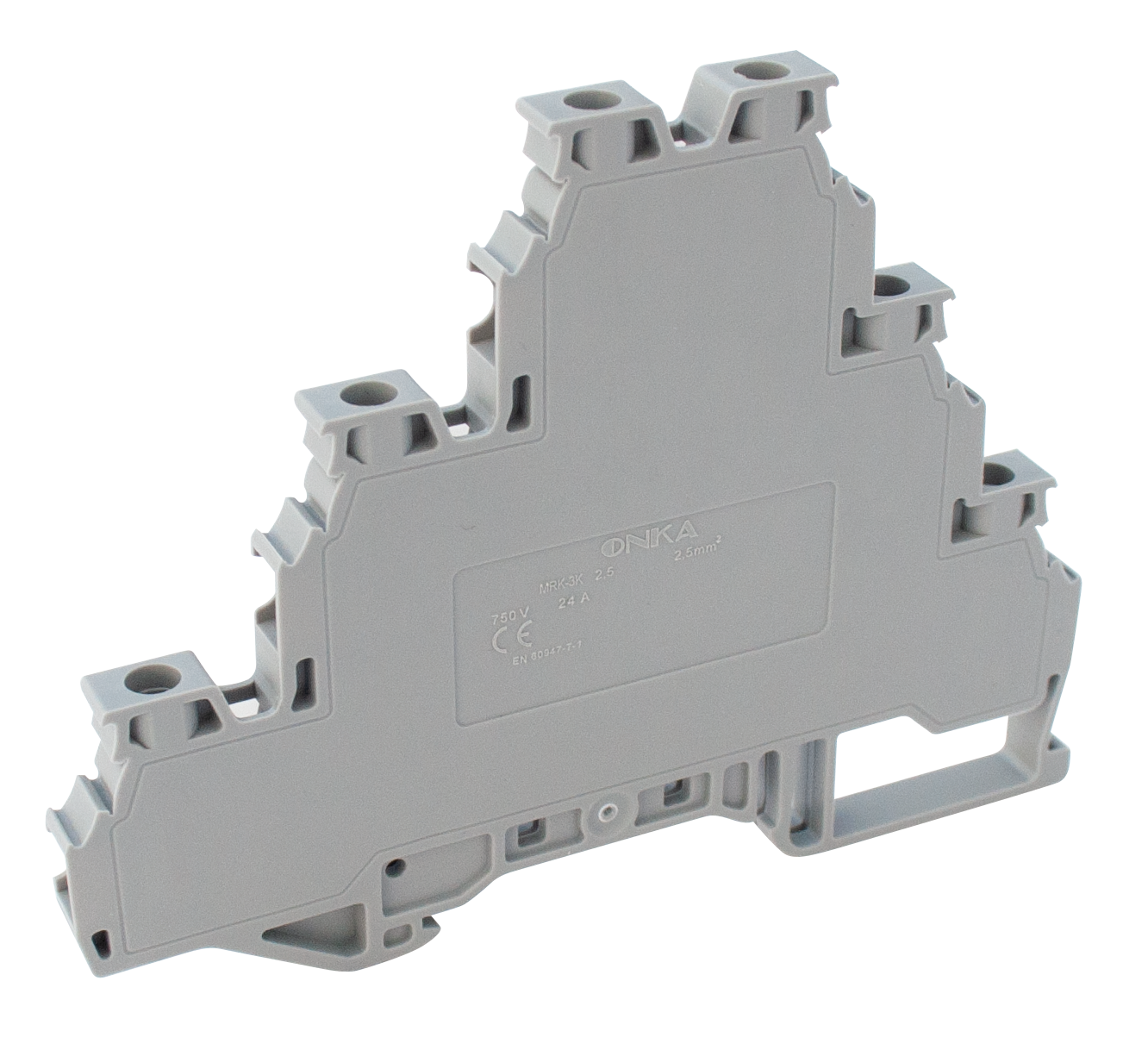 Onka 1010425 Mrk 2,5mm² Üç Katlı Vida Bağlantılı Ray Klemens Gri Renk