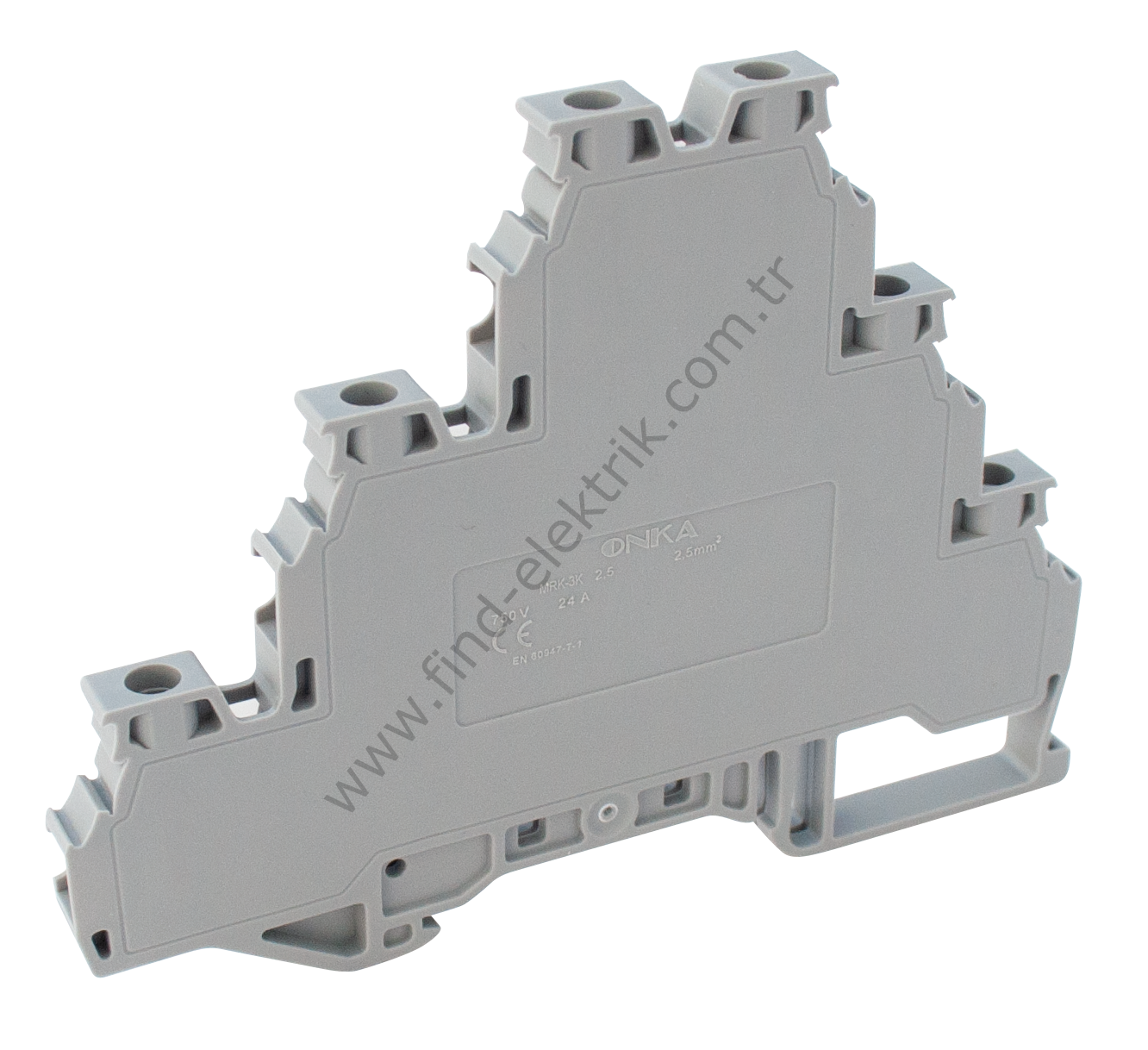 Onka 1010426 Mrk 2,5mm² Üç Katlı Vida Bağlantılı Ray Klemens Krem Rengi