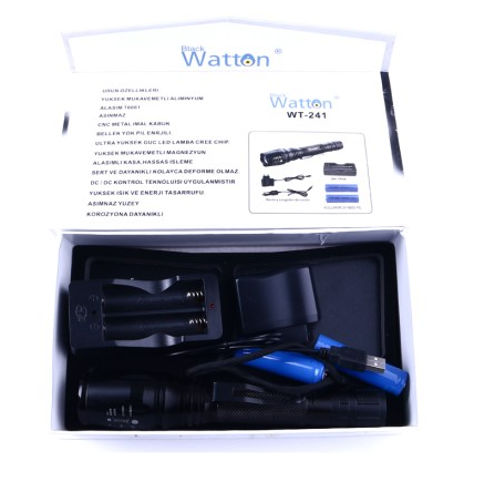 Watton WT-241 Profesyonel Tx6 Şarjlı Zoomlu El Feneri