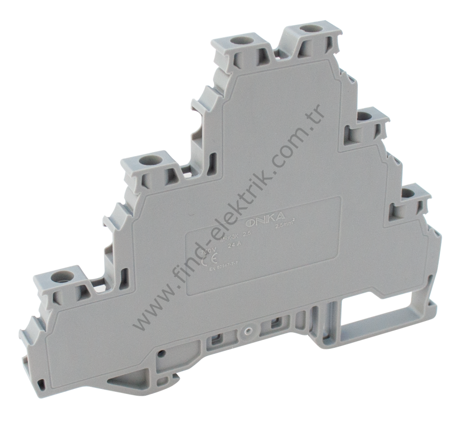 Onka 1010427 Mrk 2,5mm² Üç Katlı Vida Bağlantılı Ray Klemens Siyah Renk