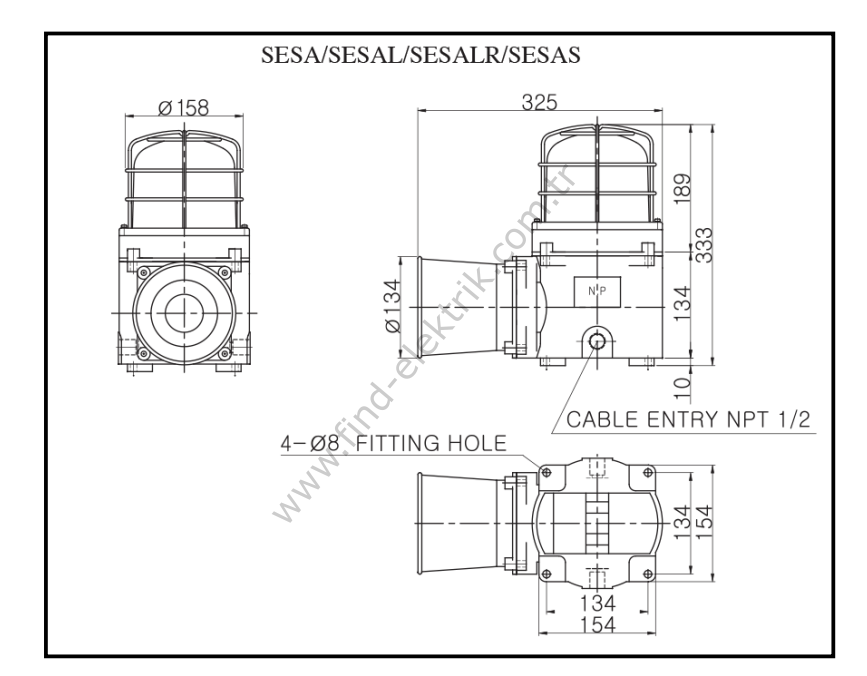 Qlight SESAL-WS-24-R 24V DC, Kalıcı Işık / Flaşör, Korna, Yatay Montaj