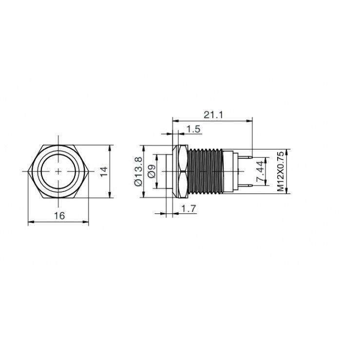 Butto J12-261-RD 12mm Metal Kırmızı LED Işıklı Yaylı Buton 6-24V DC