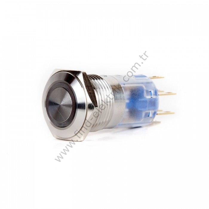 Butto J16-272-E-YD 16mm Metal Sarı LED Işıklı Yaylı Buton 6-24V DC